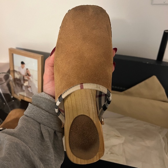 Burberry Tan Suede Nova Check Mule Clogs - Picture 5 of 10